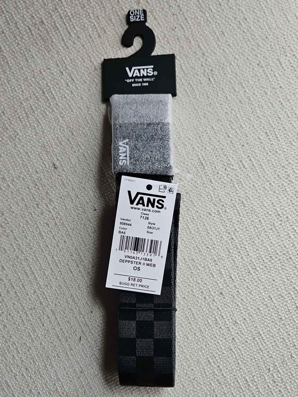 Vans Black & Gray Checkerboard Belt